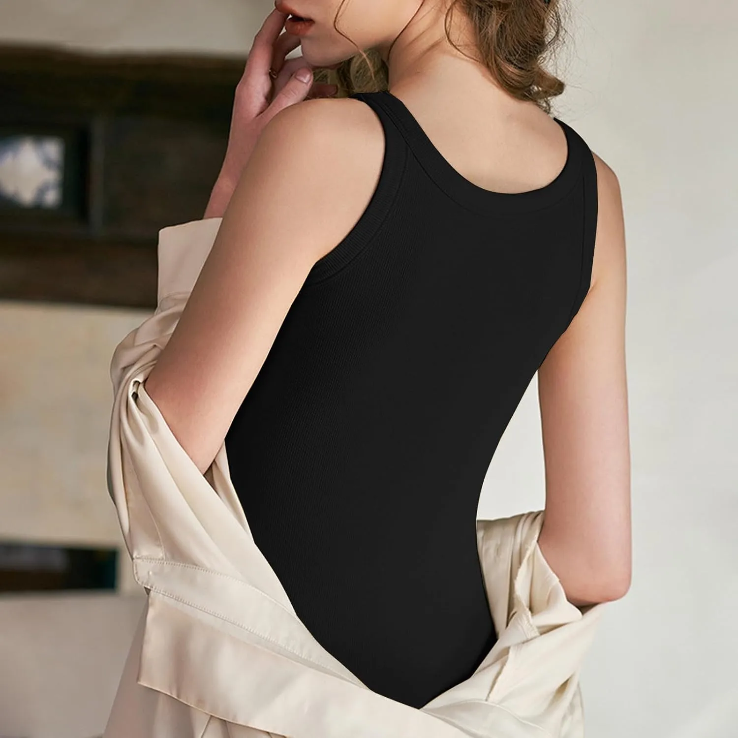 Tank with Built in Bra for Women U Neck Trending Soft Comfy Casual Tank Top Quick Dry Athletic Yoga Shirts