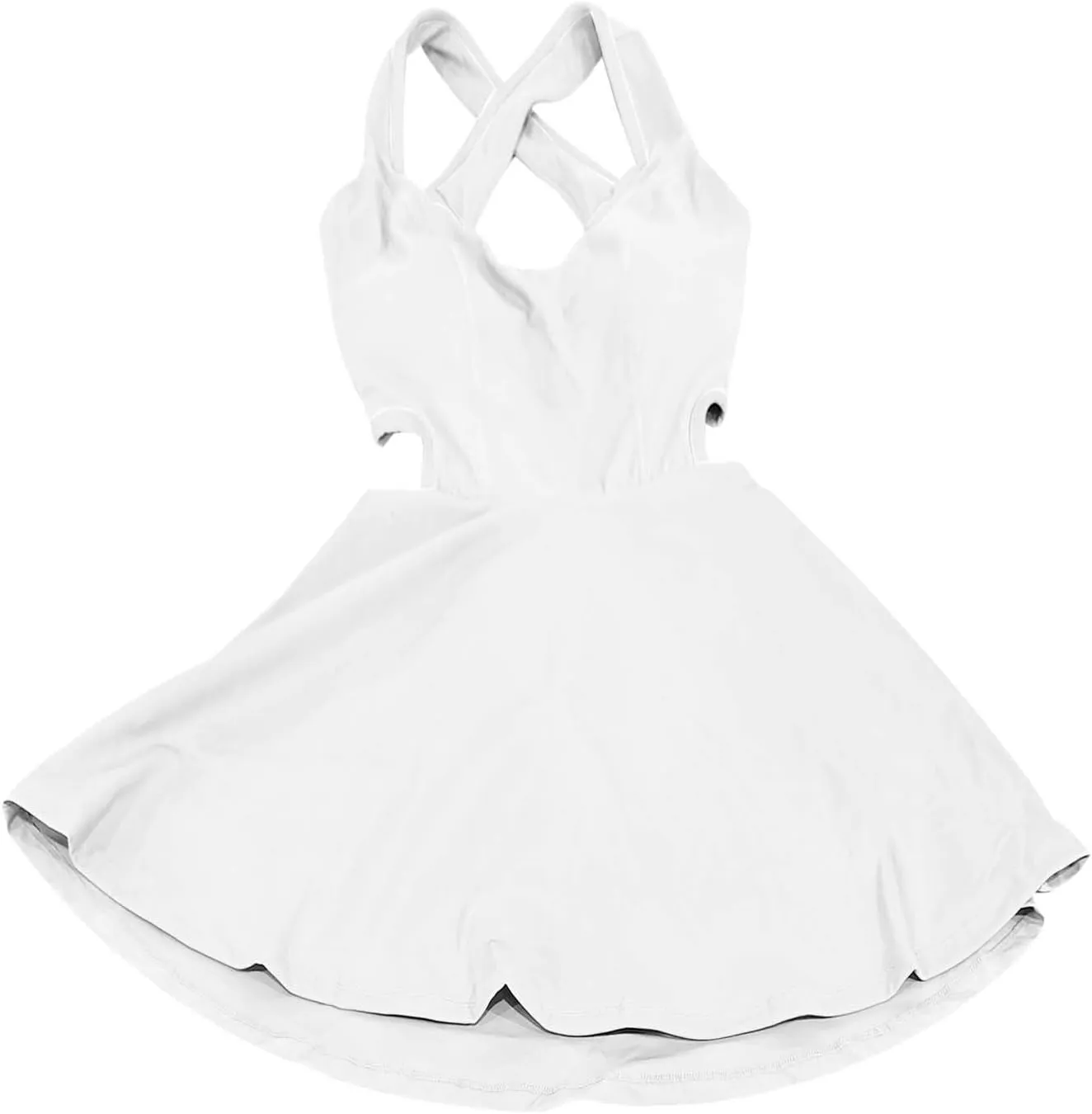 Tennis Dresses for Women Sleeveless U Neck Straped Athletic Workout Yoga Dress One Piece Hollow Out Outdoor Golf Skort