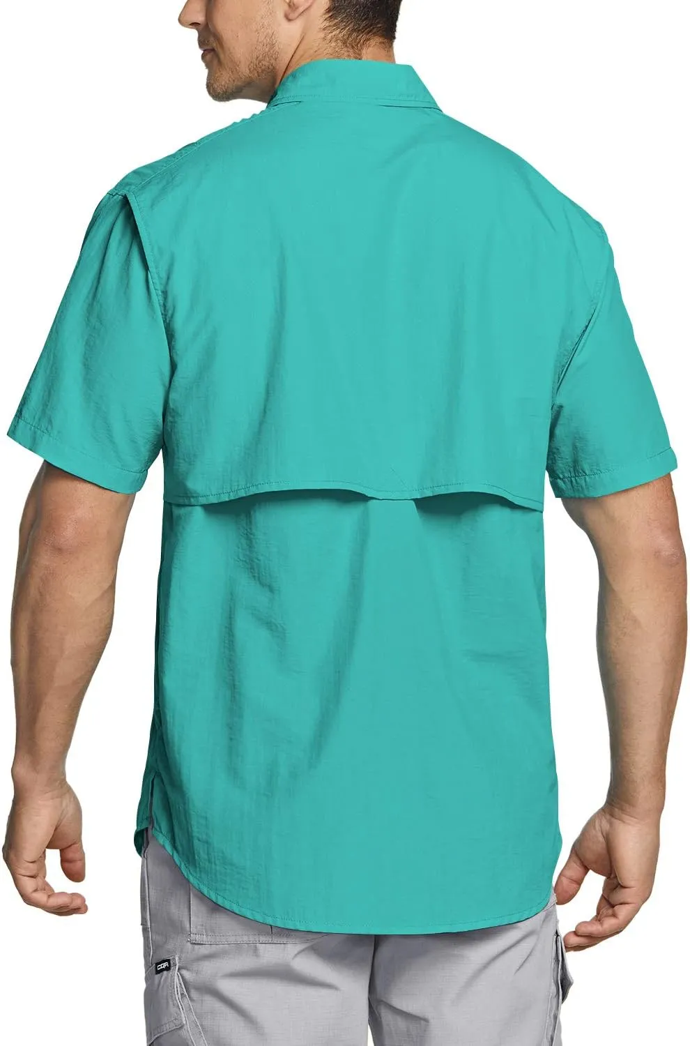 TSLA Men's Performance Fishing Shirt, UPF 50  Breathable Button Down Shirts, Outdoor Recreation Short Sleeve Shirt