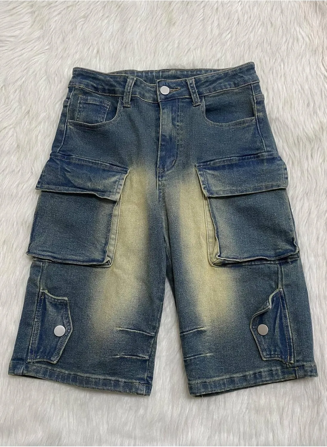 Unybwonn Women Denim Shorts High Waisted Distressed Straight Leg Cargo Shorts Casual Cargo Jean Shorts with Pockets