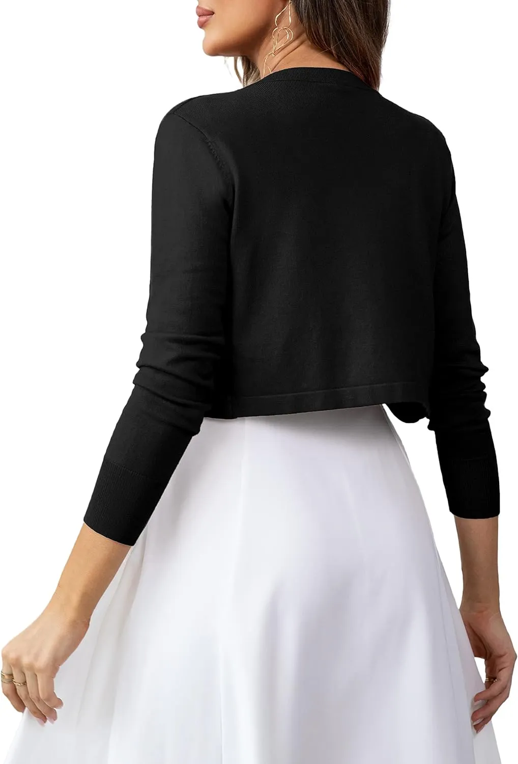 U.Vomade Women's Cropped Cardigan Bolero Shrug Open Front Sweater Long Sleeve S-1X