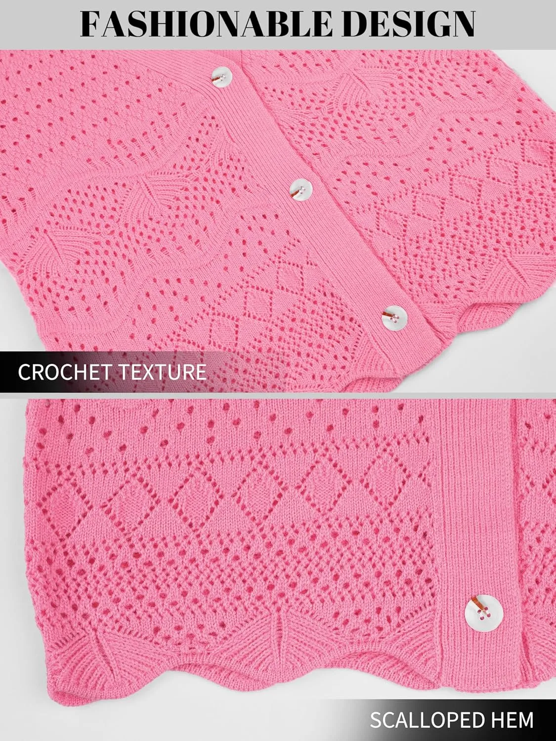 V FOR CITY Womens Cropped Cardigan Sweaters Bell Sleeve Crochet Cardigans Knit Bolero Shrug V Neck Open Front Sweater