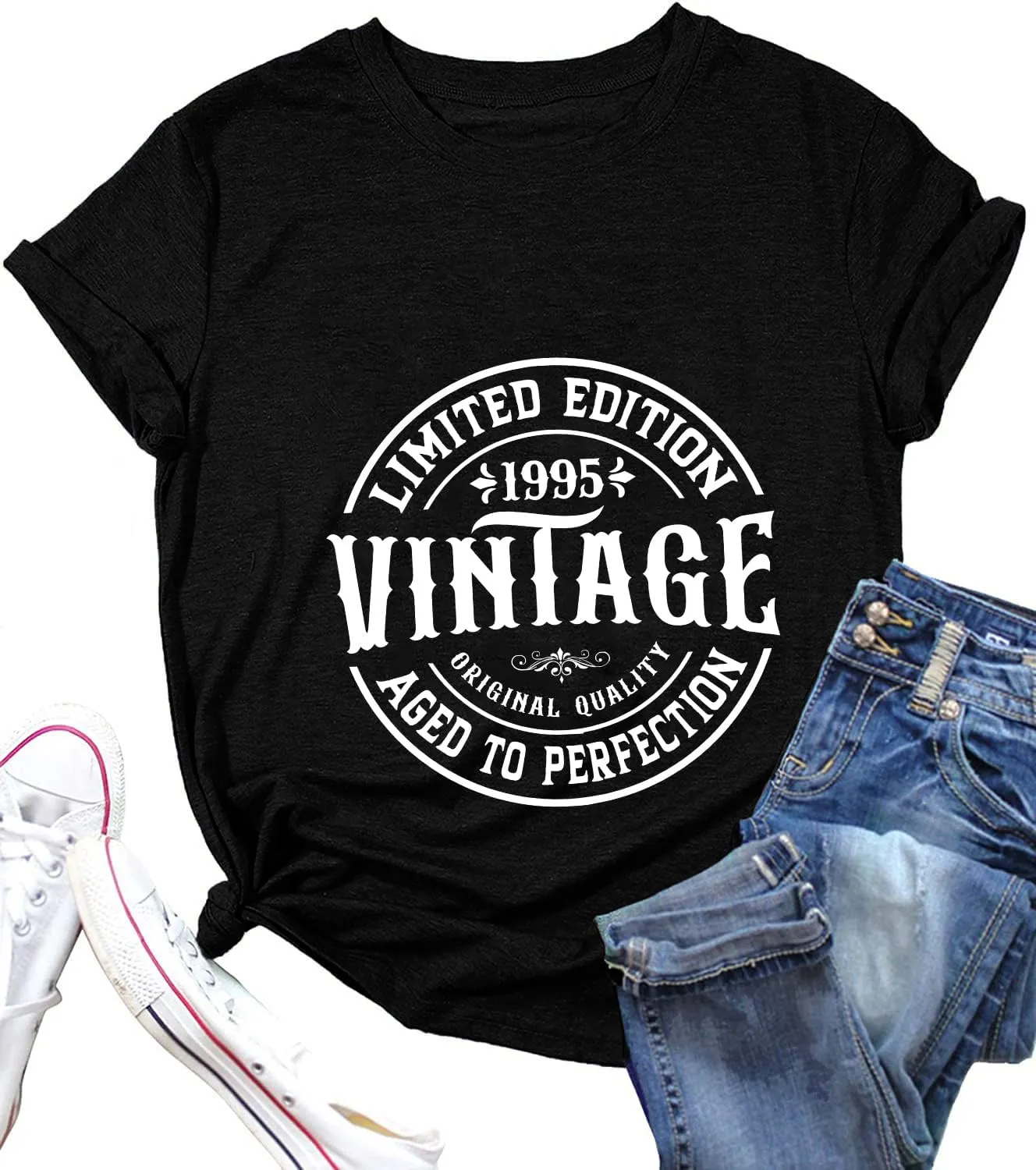 Vintage 1995 T-Shirt for Women 30th Birthday Party Shirt Aged to Perfection Graphic Top