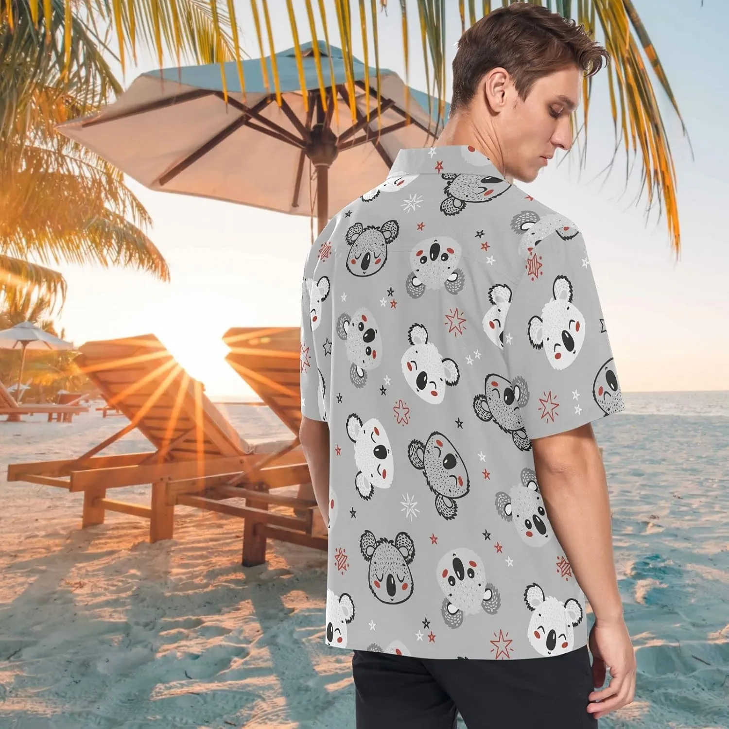 visesunny Mens Unique Pattern Hawaiian Shirt Beach Tropical Button Up Shirts Vacation Cruise Hawaii Summer Clothes