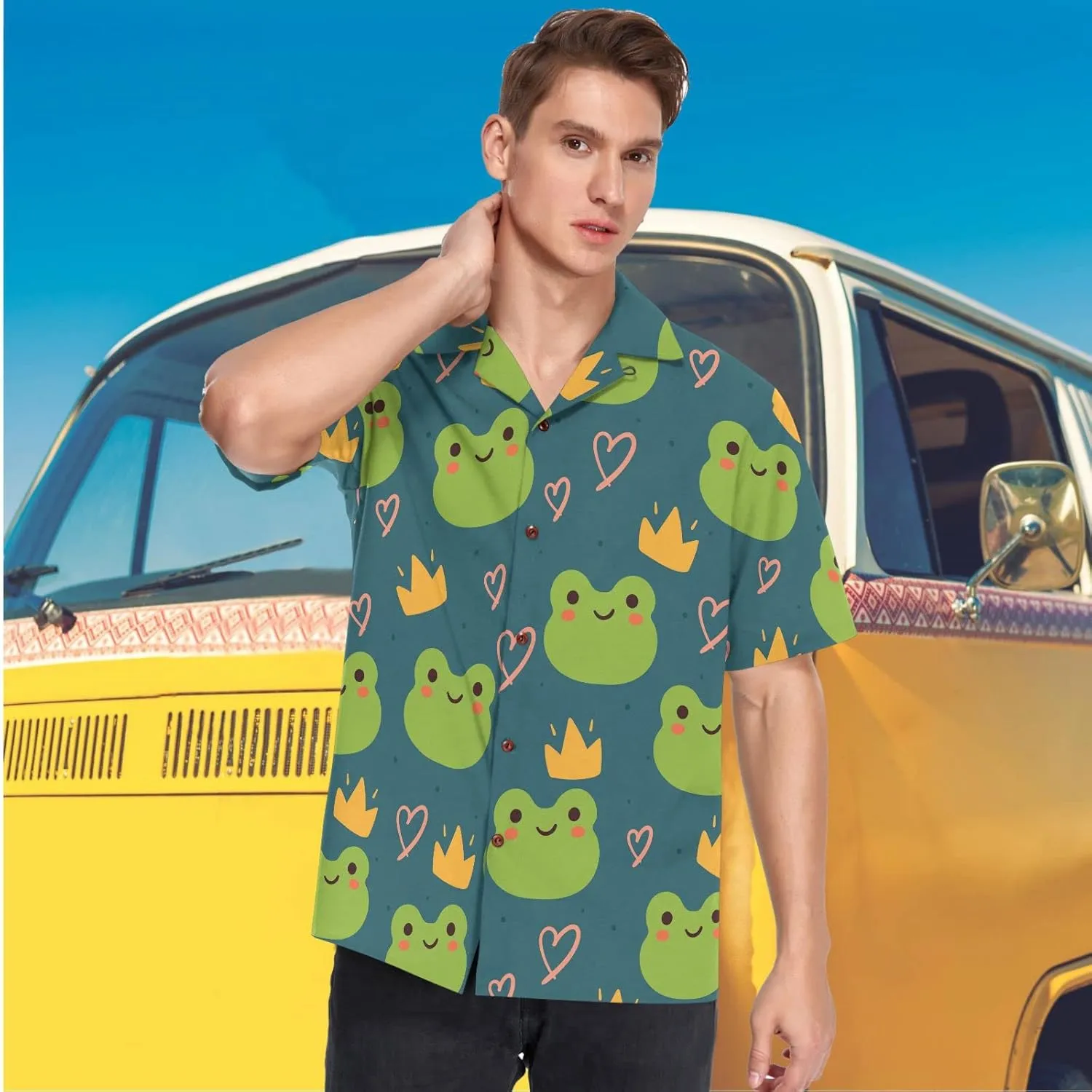 visesunny Mens Unique Pattern Hawaiian Shirt Beach Tropical Button Up Shirts Vacation Cruise Hawaii Summer Clothes