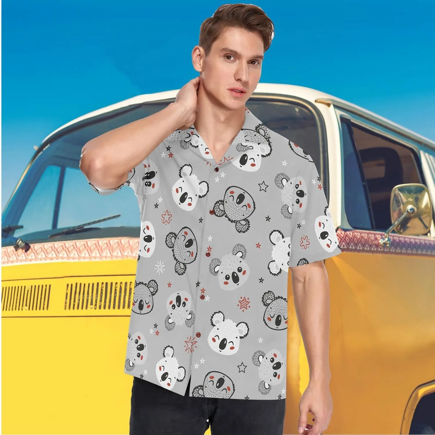 visesunny Mens Unique Pattern Hawaiian Shirt Beach Tropical Button Up Shirts Vacation Cruise Hawaii Summer Clothes