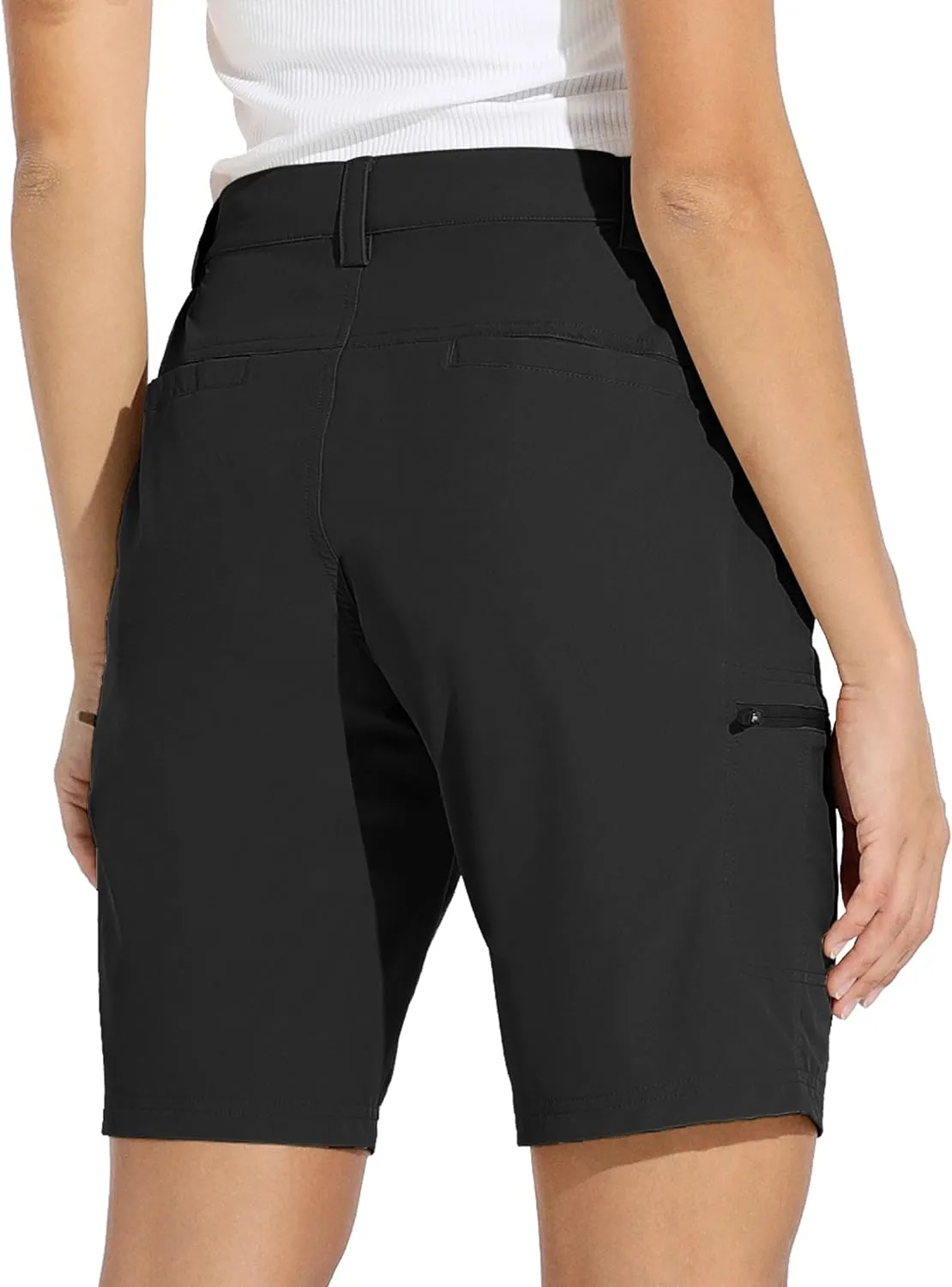 Willit Women's 10" Hiking Cargo Shorts Stretch Golf Active Long Shorts Quick Dry Outdoor Summer Shorts