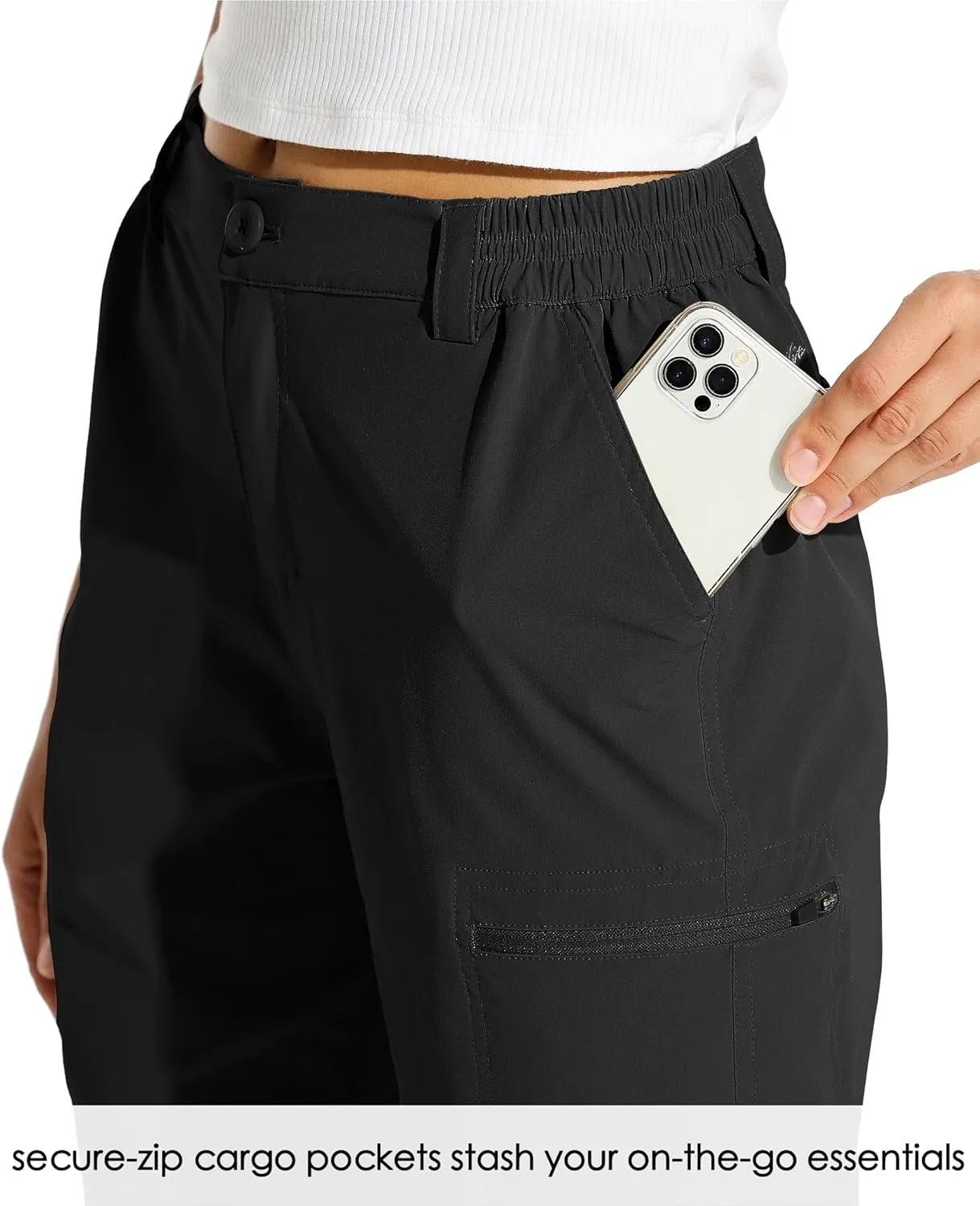 Willit Women's 10" Hiking Cargo Shorts Stretch Golf Active Long Shorts Quick Dry Outdoor Summer Shorts