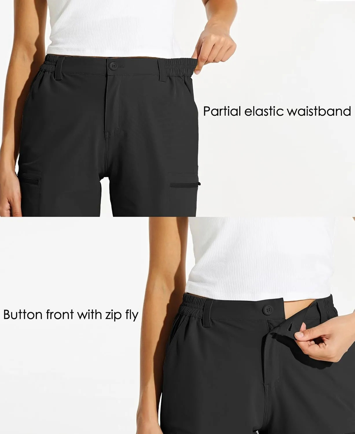 Willit Women's 10" Hiking Cargo Shorts Stretch Golf Active Long Shorts Quick Dry Outdoor Summer Shorts