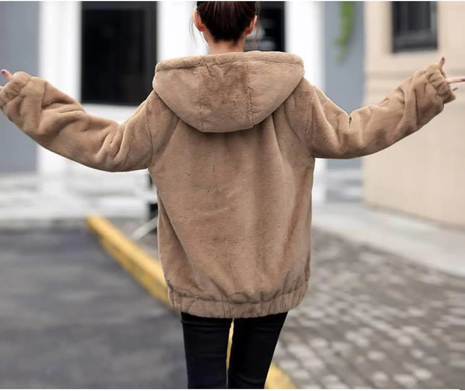Winter Jackets For Women,Womens Solid Full Zip Up Sherpa Hoodies With Pockets Fuzzy Fleece Oversized Coat
