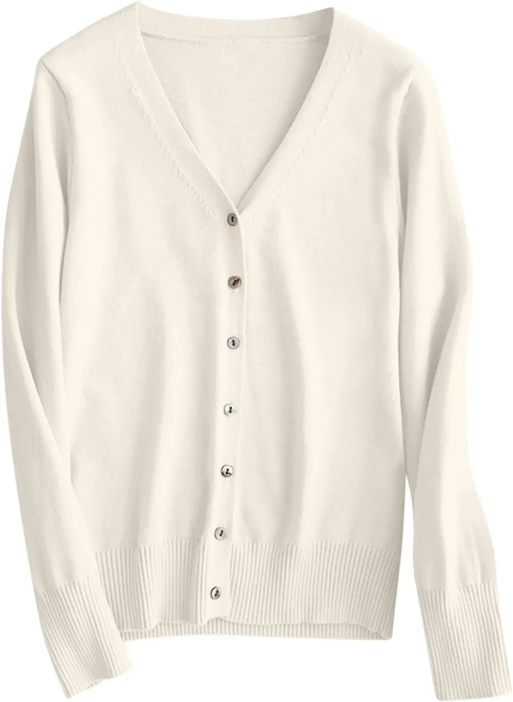 Women Cardigan Sweater Lightweight Solid Open Front Button Down Cardigan Slim Fit Long Sleeve Causal Knit Cardigan