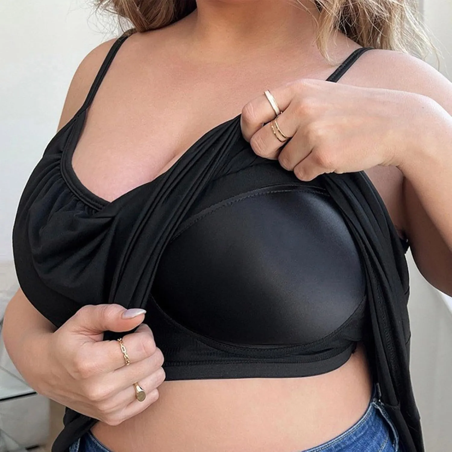 Women Oversized Cami Tops with Built in Bra Summer Thin Spaghetti Strap Camisole Casual Sleeveless Flowy Basic Tops