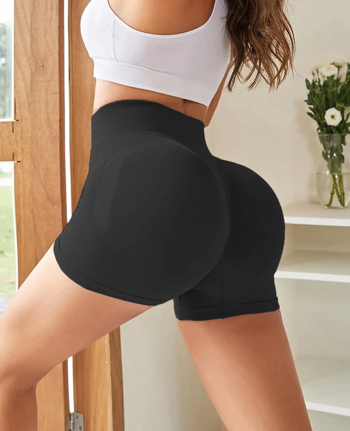 Women Seamless Yoga Leggings Cycling Shorts Scrunch Butt Lifting High Waisted Workout Shorts Shorts for Women Gym