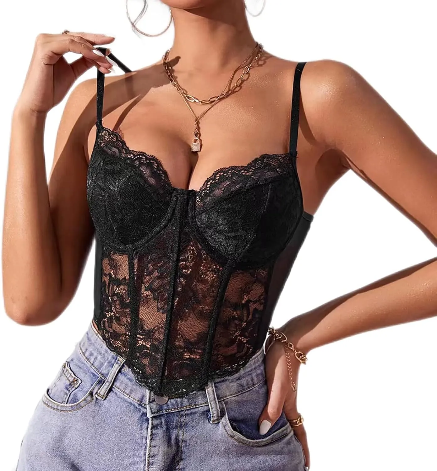 Women Spaghetti Strap Scoop Neck Camisole Adjustable Tank Top T-Shir Basic Undershirts Soft Layering Tops Tank Woman
