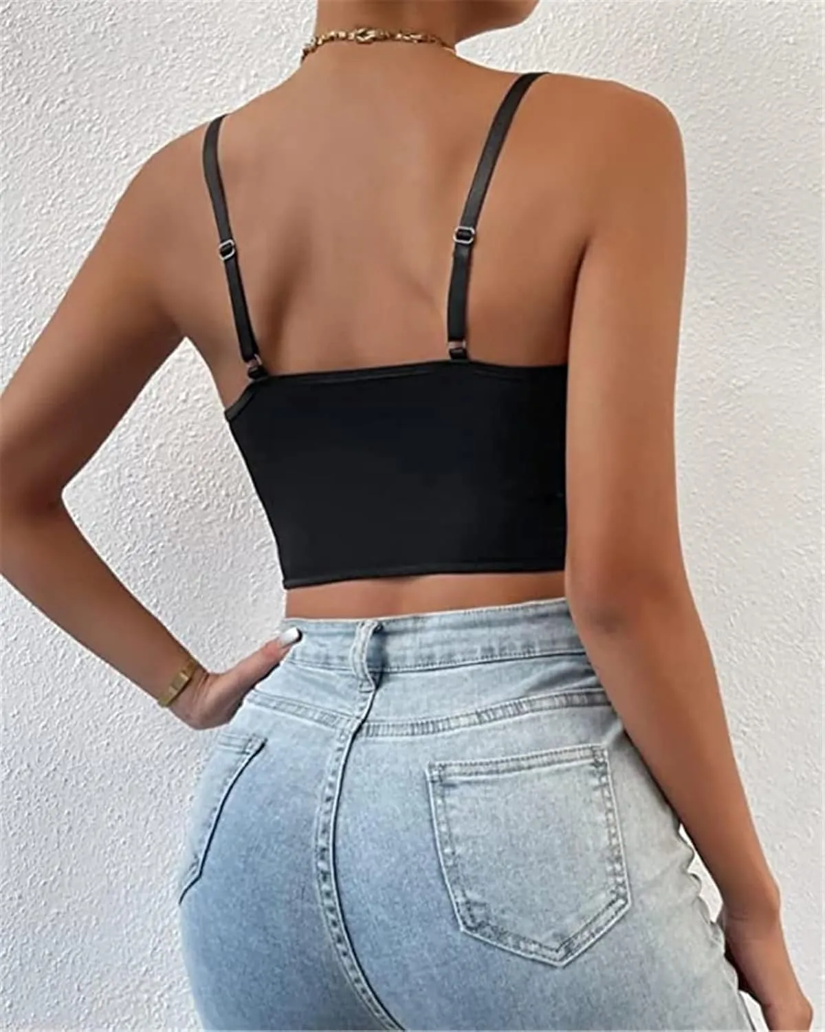 Women Spaghetti Strap Scoop Neck Camisole Adjustable Tank Top T-Shir Basic Undershirts Soft Layering Tops Tank Woman