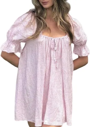 Women Square Neck Babydoll Dress Short Puff Sleeve Bow Front Mini Dress Boho Floral Print Flowy Short Sundress