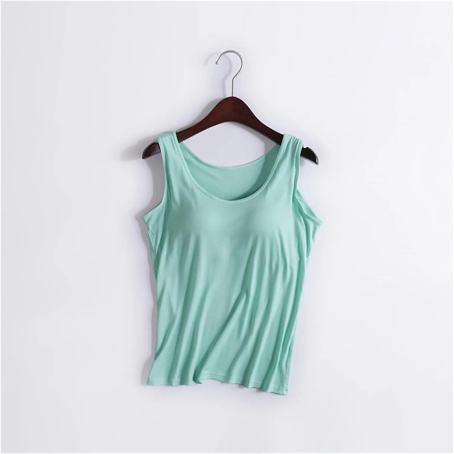Women Tank Tops with Built in Bras 2025 Summer Strap Basic Layer Padded Bra Cami Shirts Cotton Workout Yoga Tops