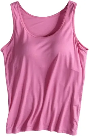 Women Tank Tops with Built in Bras 2025 Summer Strap Basic Layer Padded Bra Cami Shirts Cotton Workout Yoga Tops