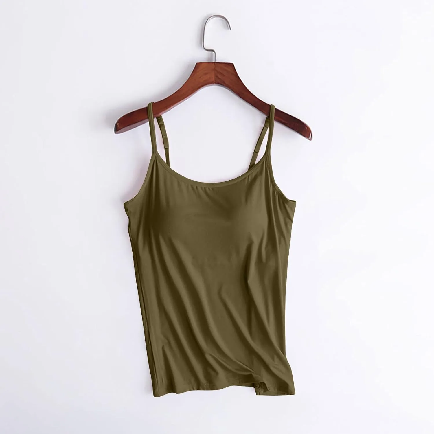 Women Tank Tops with Built in Bras Padded Spaghetti Strap Sleeveless Basic Camisole Comfy Outdoor Workout Yoga Shirts