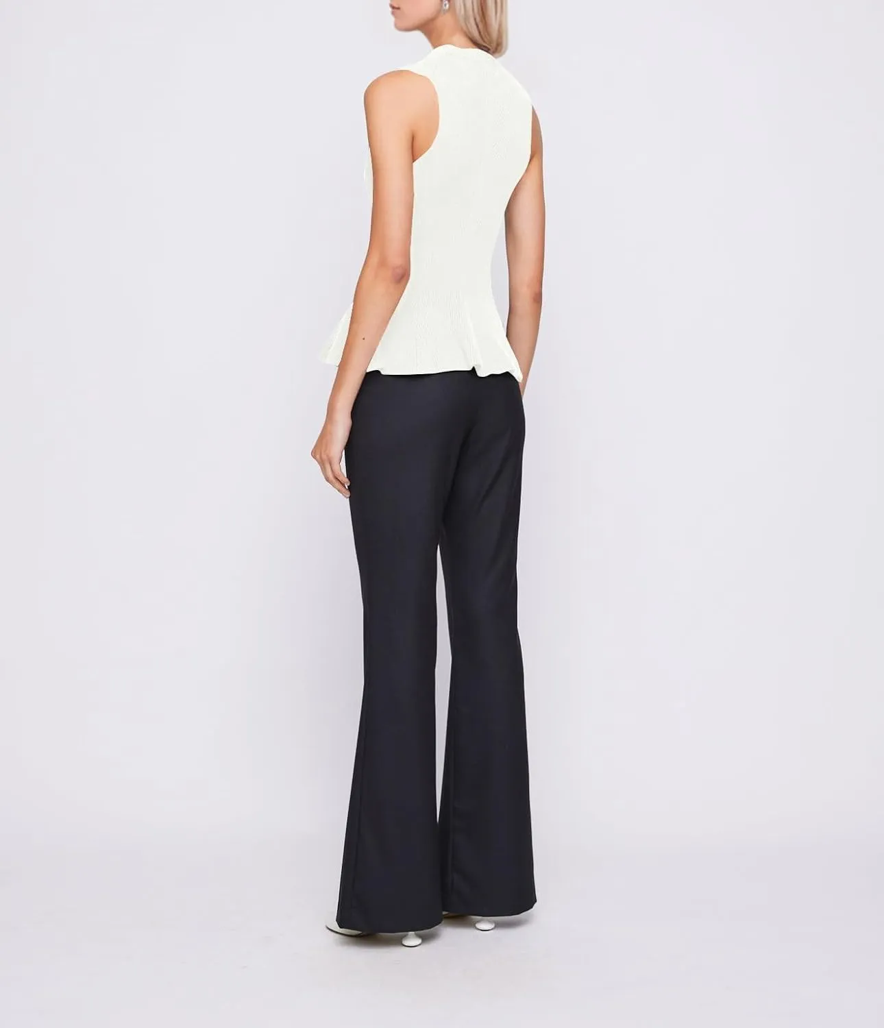 Women Turtleneck Peplum Tank Tops Ribbed Knit Sweater Vests Sleeveless Ruffle Tank Tops Mock Neck Fitted Shirts Tops