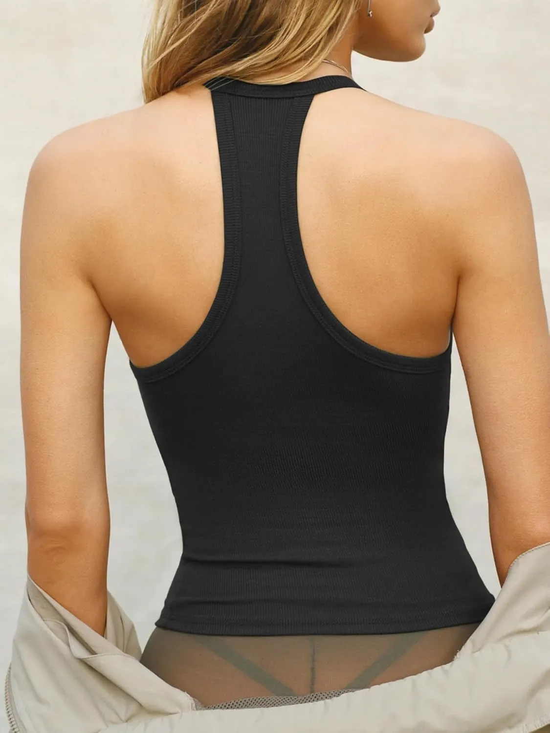 Women Workout Tops Racerback Tank Tops Basic Cute Summer 2025 Deep V Neck Going Out Slim Fit Shirts