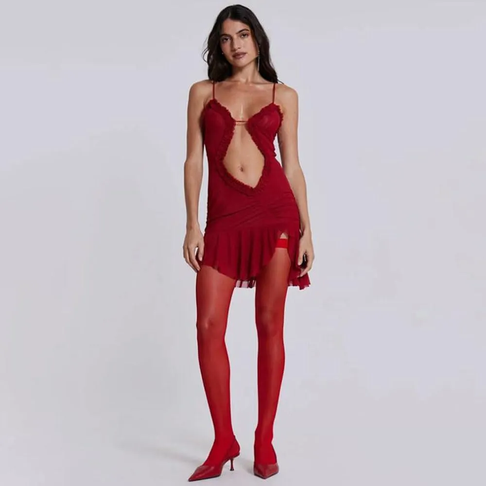 Women Y2K Floral Backless Mini Dress Sexy Sleeveless Low Cut Lace Patchwork Bodycon Short Dress Boho Beach Sundress