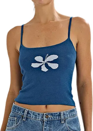 Women Y2k Floral Print Tank Top Vintage Sleeveless Crop Camisole Spaghetti Strap Aesthetic Going Out Top