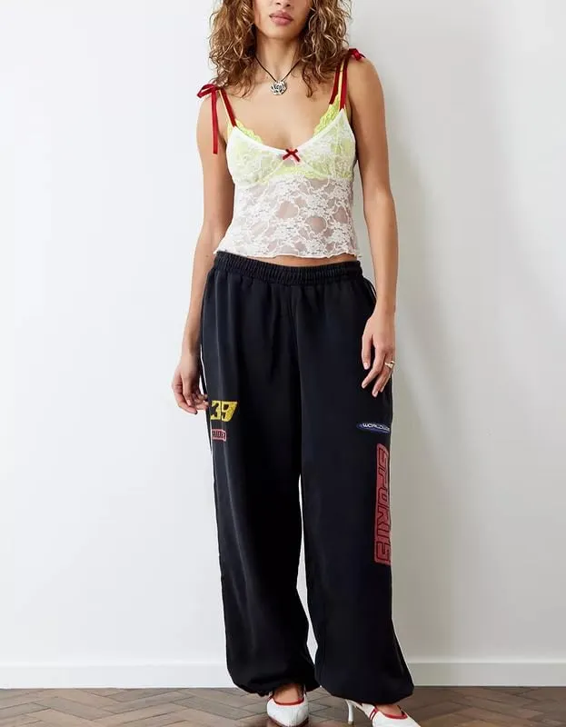 Women Y2k Lace Camisole Crop Tops Sexy Spaghetti Strap See Through Cami Sheer Mesh Going Out Tank Top