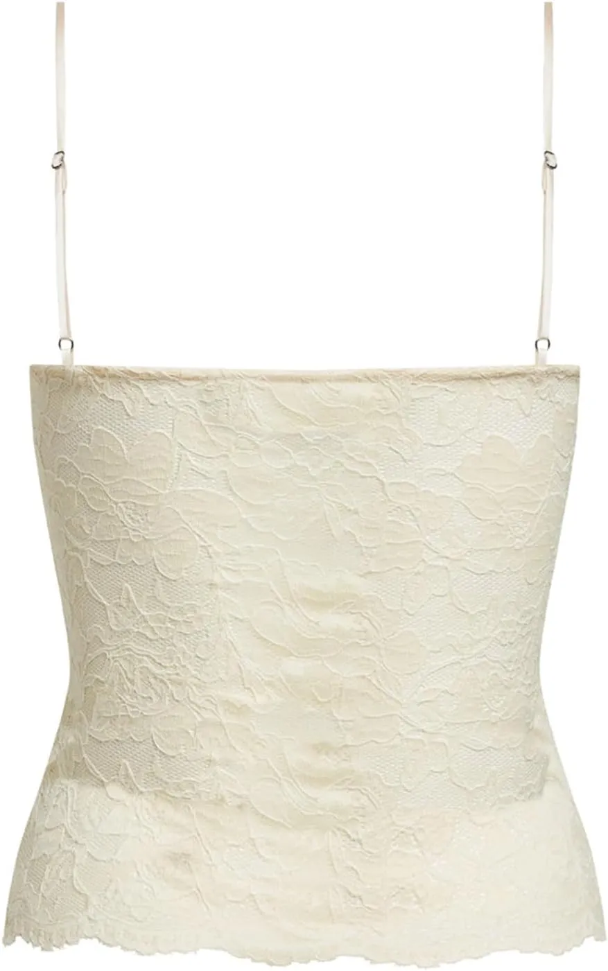 Women Y2k Sheer Lace Crop Tank Tops See Through Mesh Cami Sleeveless Spaghetti Strap Camisoles Going Out Bustier Top