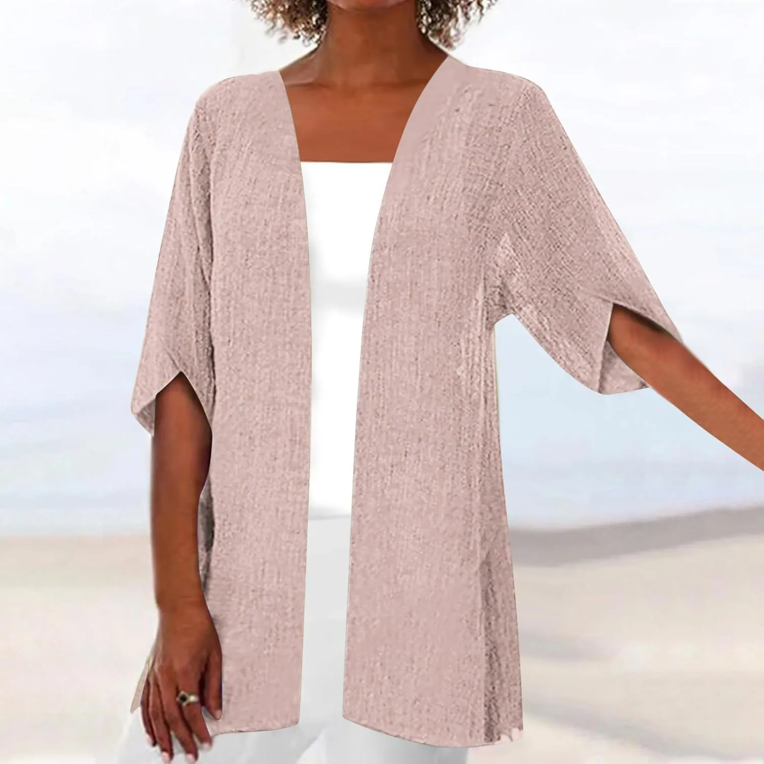 Women's 3/4 Sleeve Cardigans Lightweight Open Front Cardigan for Women Blouses for Women Dressy Casual