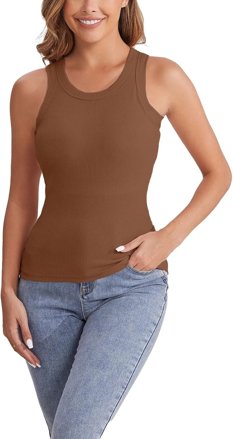 Womens Camisole Adjustable Strap Tank Tops with Shelf Bra Stretch Cotton Undershirts Cami with Shelf Bra Yoga Shirt