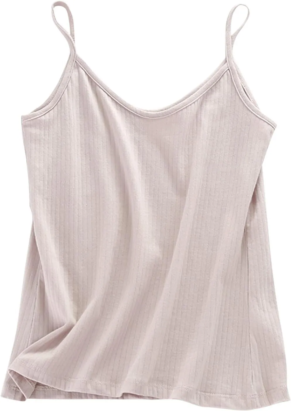 Womens Cotton Cami Tops Spaghetti Strap Knitted Tanks Blouse Casual Slim Fit Sleeveless Camisole Undershirt