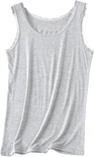 Women's Cotton Camisole Tank Tops Loose Fit Lace Trim Sexy 2025 Summer Crew Neck Sleeveless Going Out Tops Basic Tee