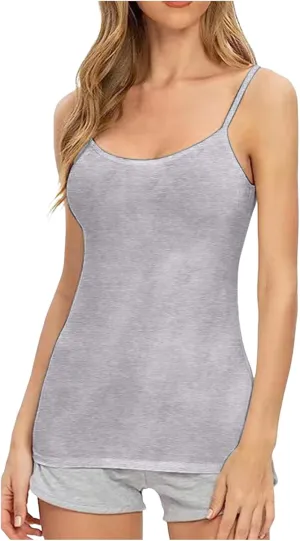Women's Cotton Camisole Tops Adjustable Spaghetti Strap Casual Cami Vest Summer Soft Built in Bra Cami Shirts