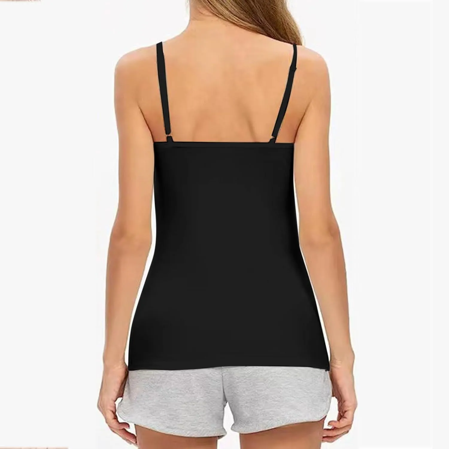 Women's Cotton Camisole Tops Adjustable Spaghetti Strap Casual Cami Vest Summer Soft Built in Bra Cami Shirts