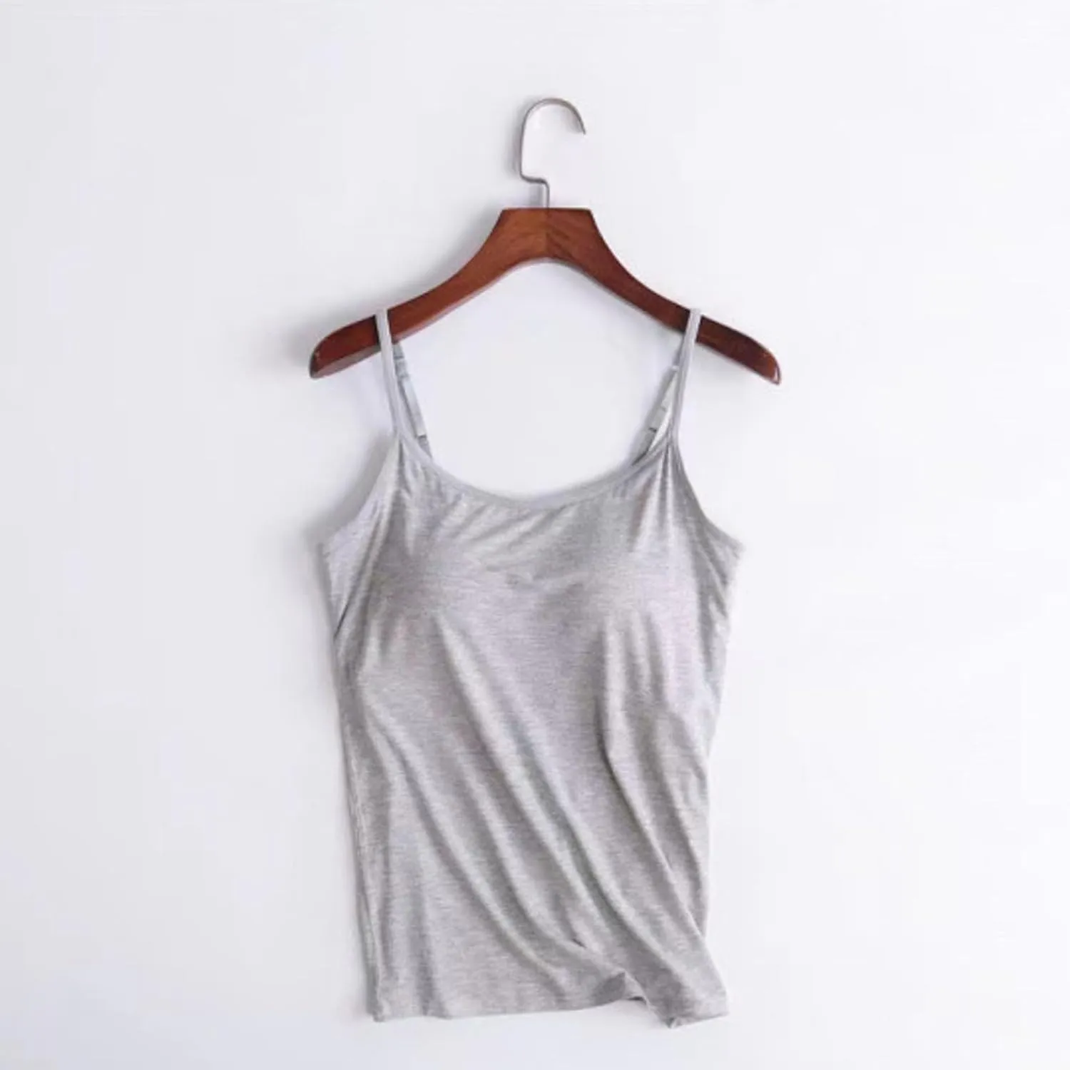 Women's Cotton Camisole Tops Adjustable Spaghetti Strap Casual Cami Vest Summer Soft Built in Bra Cami Shirts