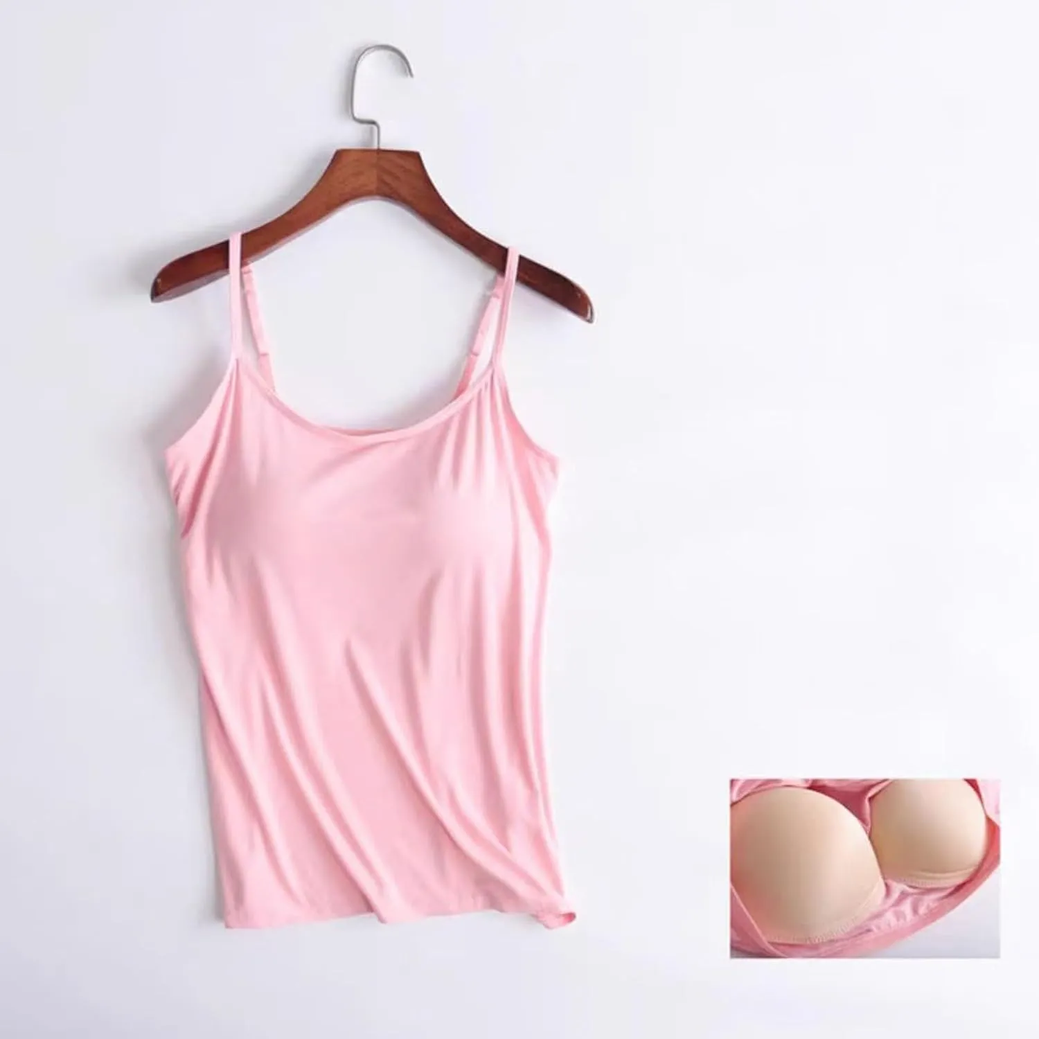 Women's Cotton Camisole Tops Adjustable Spaghetti Strap Casual Cami Vest Summer Soft Built in Bra Cami Shirts
