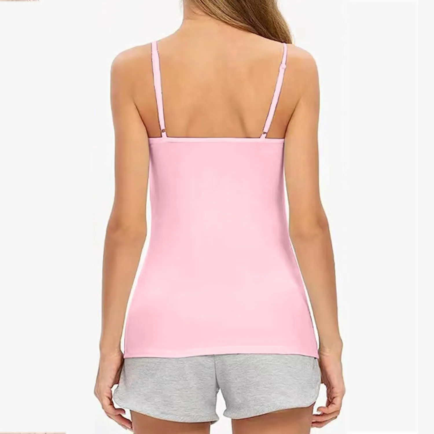Women's Cotton Camisole Tops Adjustable Spaghetti Strap Casual Cami Vest Summer Soft Built in Bra Cami Shirts