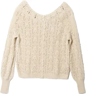 Women's Crocheted Knit Sweater Lady Long Sleeve Hollow Out Cardigan Knitwear Double Wear Tops for Holiday