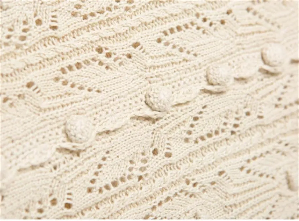 Women's Crocheted Knit Sweater Lady Long Sleeve Hollow Out Cardigan Knitwear Double Wear Tops for Holiday