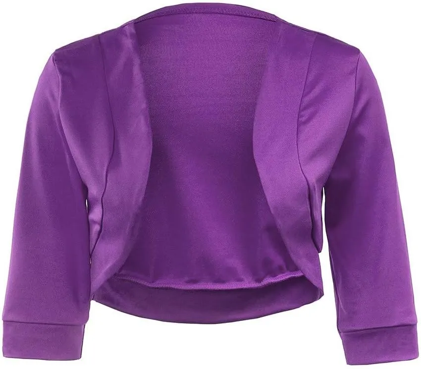 Women's Cropped Cardigan 3/4 Sleeve Bolero Shrug Sweater Cardigans Lightweight Knit Jacket Shrugs for Dresses