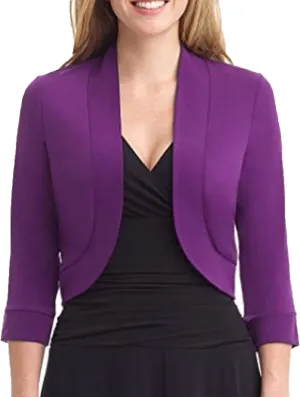 Women's Cropped Cardigan 3/4 Sleeve Bolero Shrug Sweater Cardigans Lightweight Knit Jacket Shrugs for Dresses