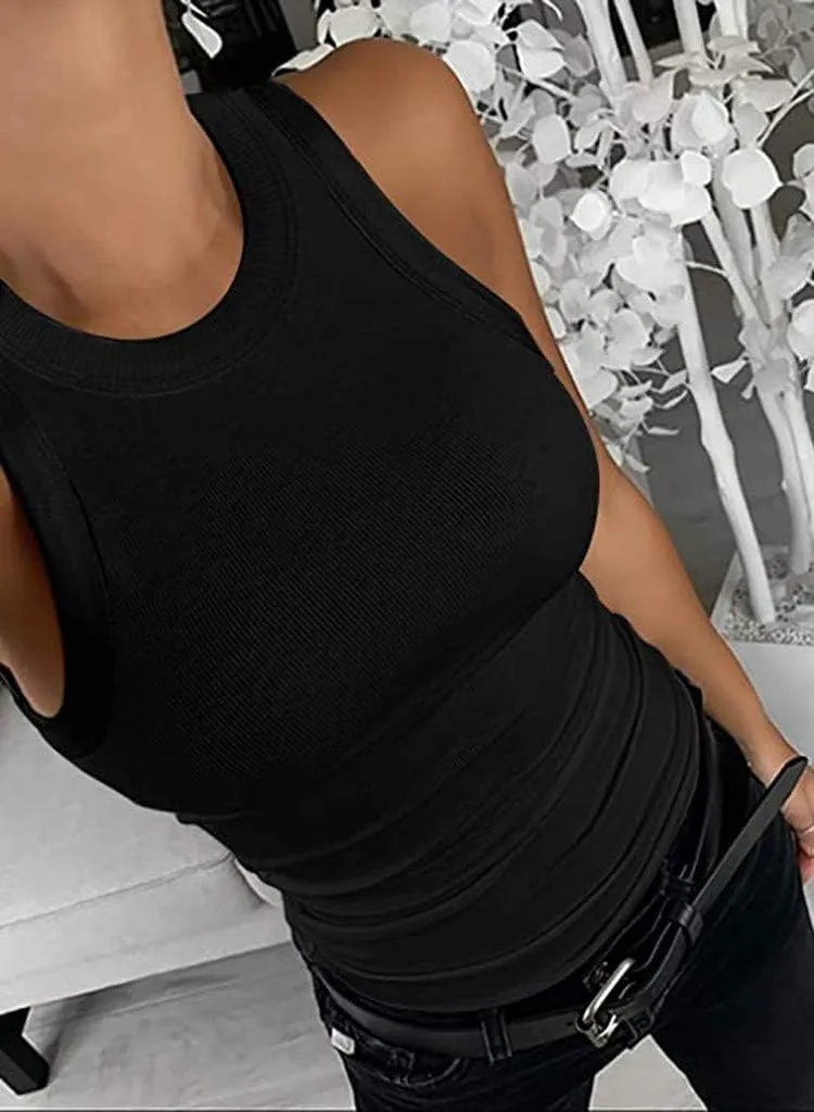 Womens Cropped Tank Top Sleeveless Summer Fitted Camisole Cute Loose Slimming Work Singlet Cozy Athletic Crop Top