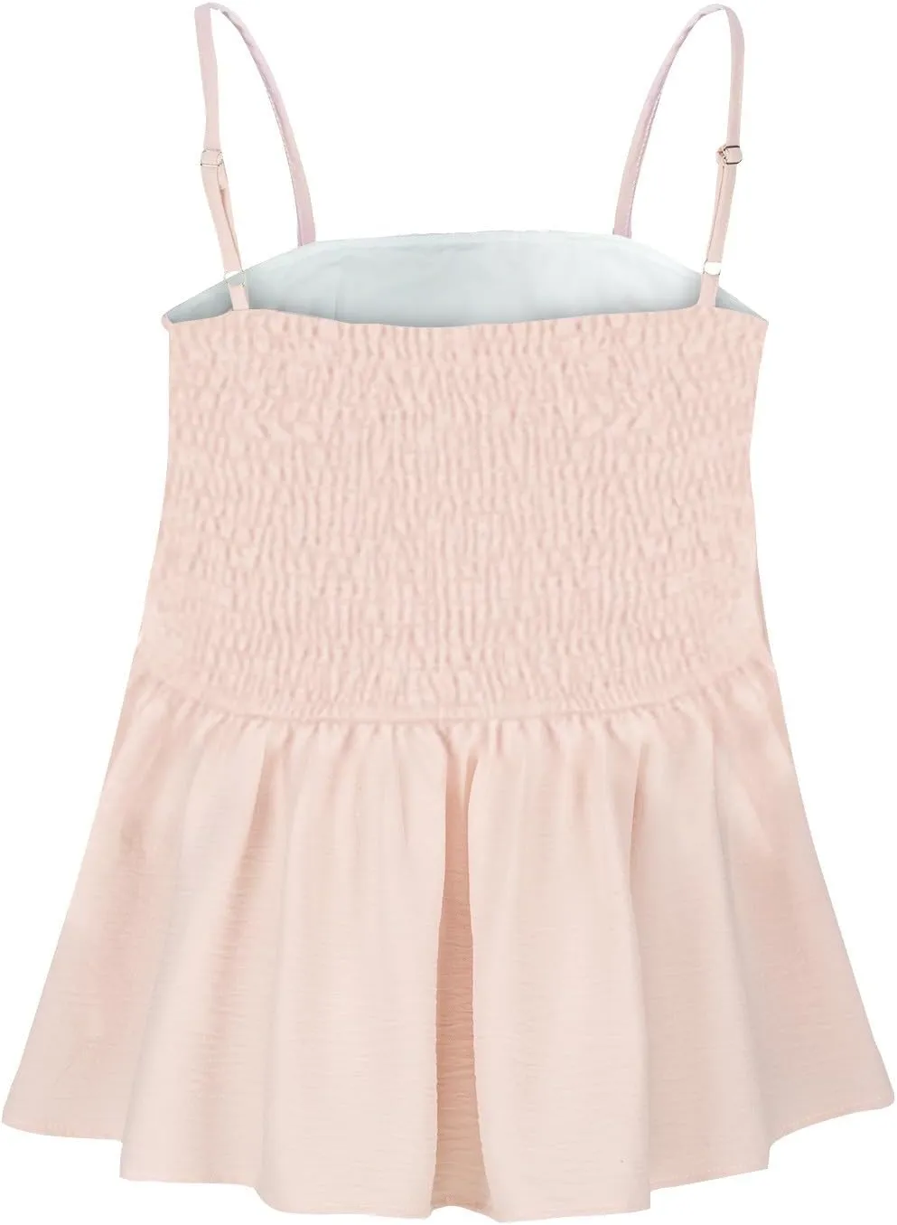 Women's Cute Camisole Adjustable Spaghetti Strap Peplum Tops Flowy Pleated Crop Tops Loose Fit Flare Babydoll Shirts
