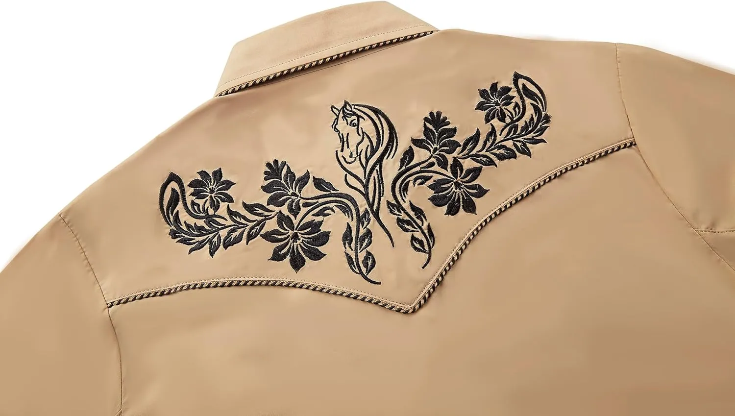 Women's Embroidered Western Cowgirl Slim Fit Shirt Snap Button Down Long Sleeve Shirt with Floral Embroidery
