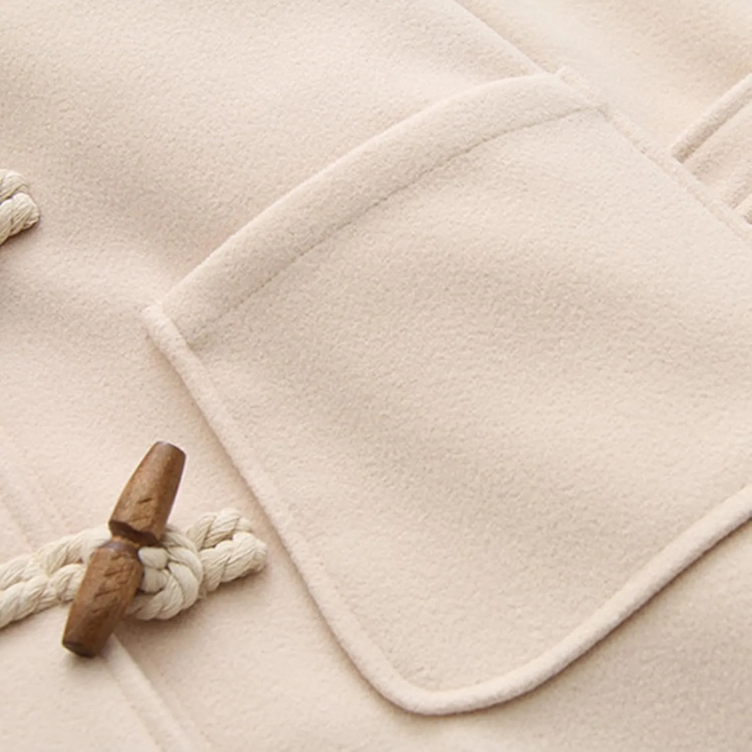 Womens Fashion Horn Button Woolen Thicken Coat with Hood Winter Warm Quilted Lined Jacket Double Breasted Trench Coats