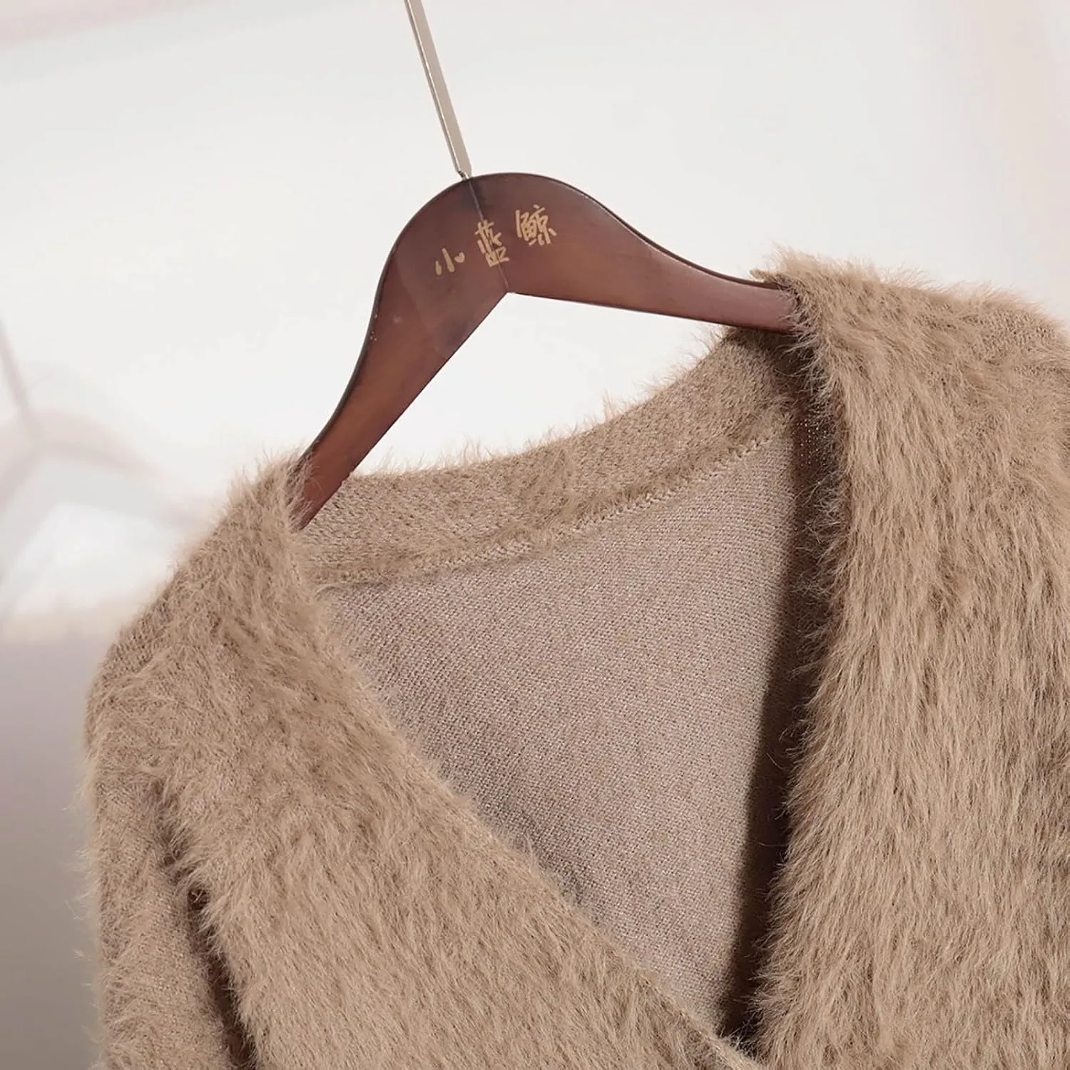 Women's Furry Cardigan Sweater Long Sleeves Open Front V-Neck Button Down Loose Casual Knit Coat 2024 Fall Winter