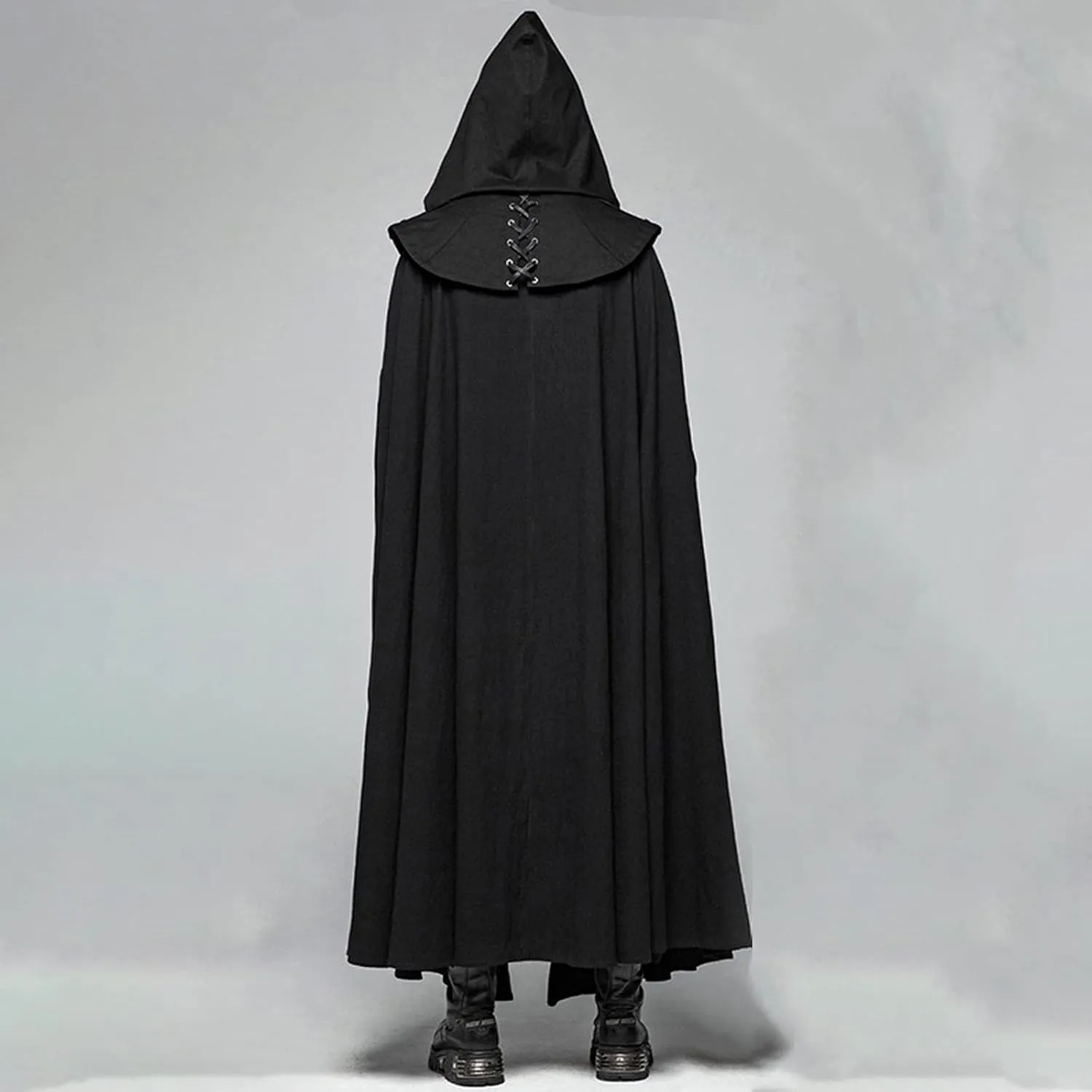 Womens Gothic Clothes Hooded Cardigans Cloak Halloween Dark Long Cape Solid Cloak Outwear Open Front Poncho Outwear
