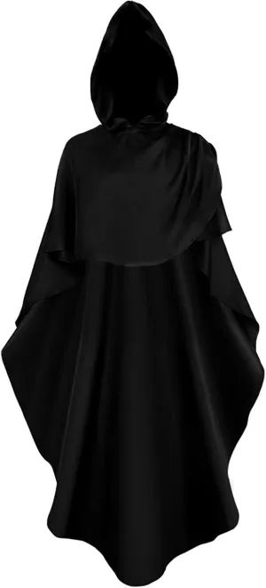 Womens Gothic Ponchos Halloween Solid Color Hooded Darkness Cloaks Renaissance Medieval Priest Costumes Capes 2024