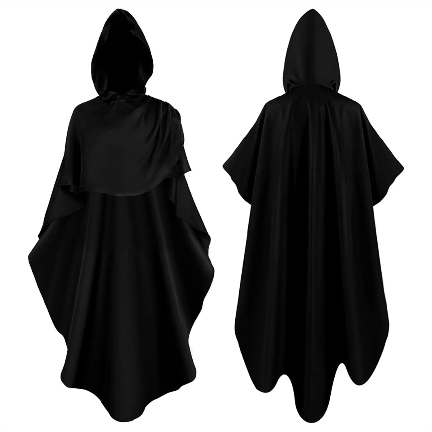 Womens Gothic Ponchos Halloween Solid Color Hooded Darkness Cloaks Renaissance Medieval Priest Costumes Capes 2024